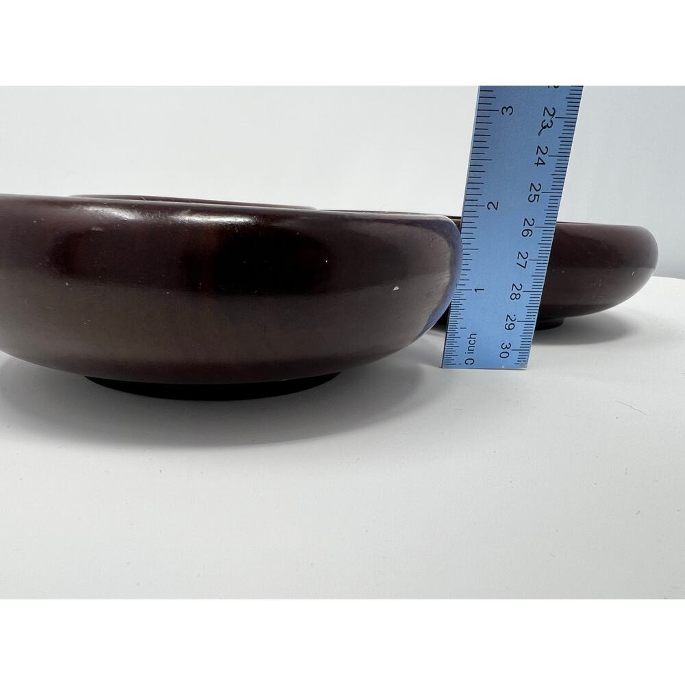 Vintage Solid Mahogany Hand Crafted Turned Wood Salad Bowls Set of 5 Haiti - Picture 3 of 6